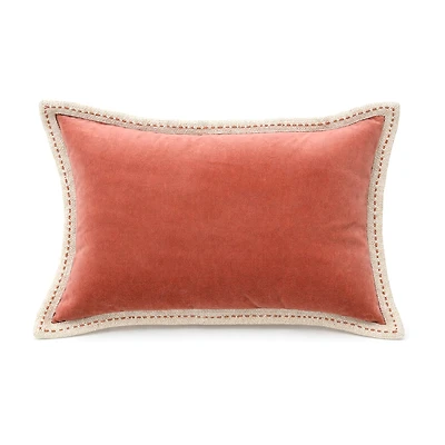 Vibhsa Velvet Solid Stritch Rectangular Throw Pillow