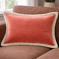 Vibhsa Velvet Solid Stritch Rectangular Throw Pillow