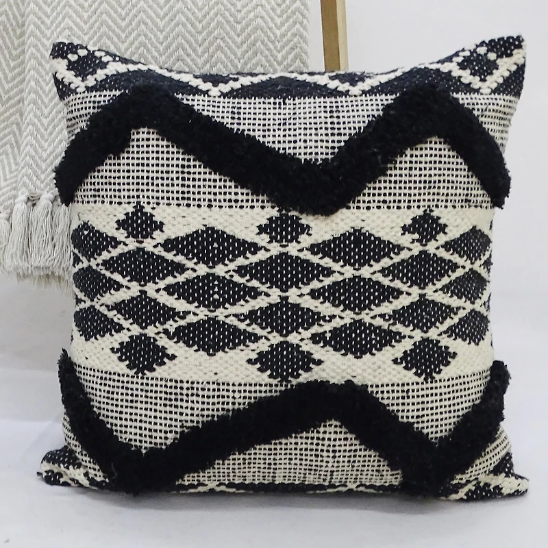 Vibhsa Tufted Chevron Square Throw Pillow