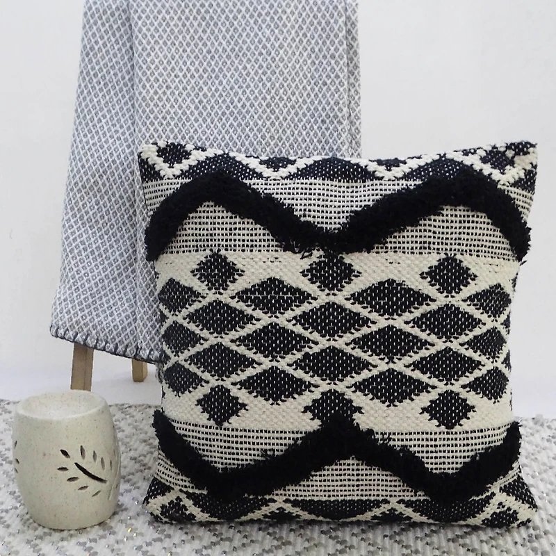Vibhsa Tufted Chevron Square Throw Pillow