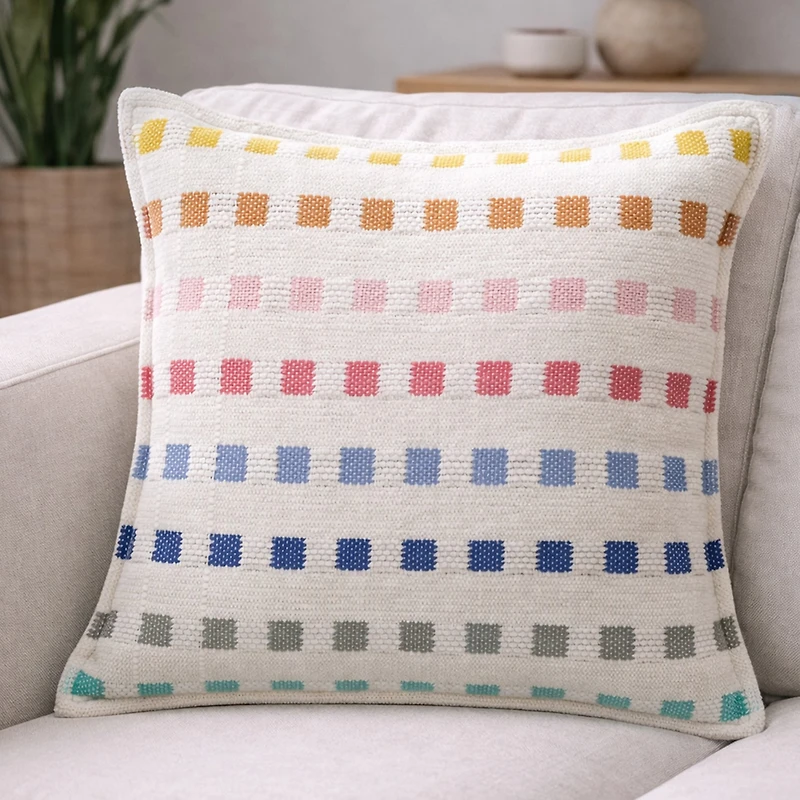 Vibhsa Playful Check Square Throw Pillow
