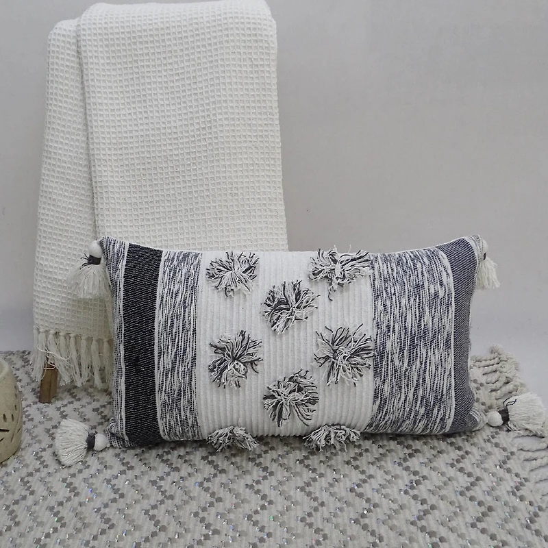 Vibhsa Melange Sreipes Rectangular Throw Pillow