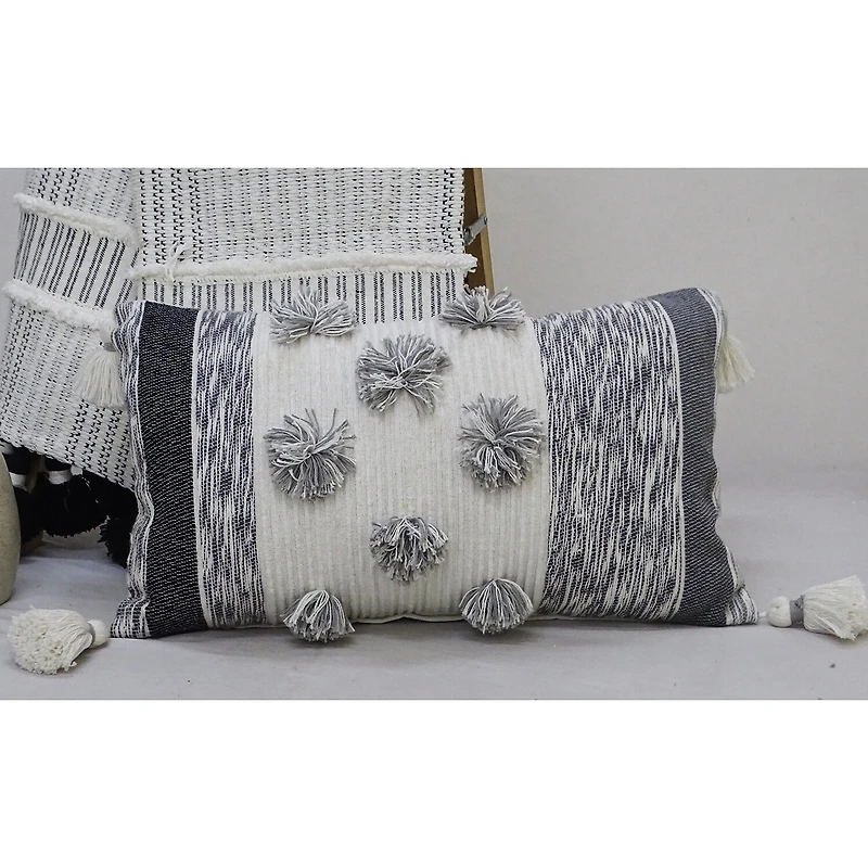 Vibhsa Melange Sreipes Rectangular Throw Pillow