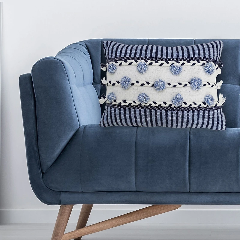 Vibhsa Braid Tassels Rectangular Throw Pillow