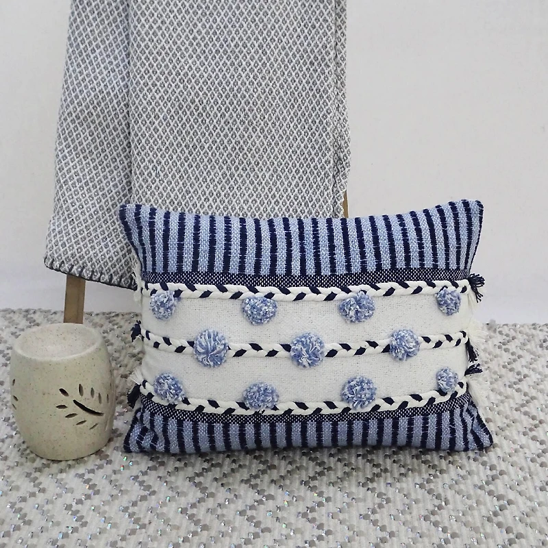 Vibhsa Braid Tassels Rectangular Throw Pillow