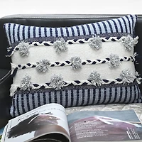 Vibhsa Braid Tassels Rectangular Throw Pillow