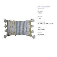 Vibhsa Large Poms Rectangular Throw Pillow