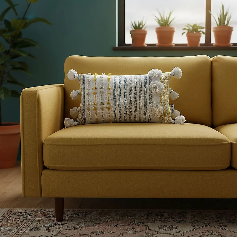Vibhsa Large Poms Rectangular Throw Pillow