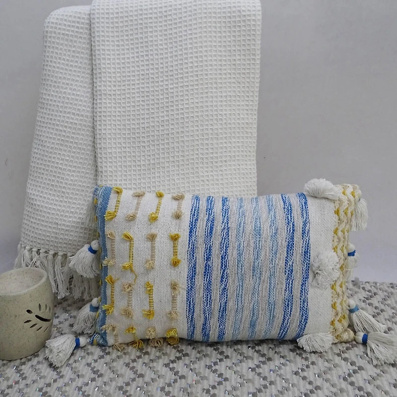 Vibhsa Large Poms Rectangular Throw Pillow