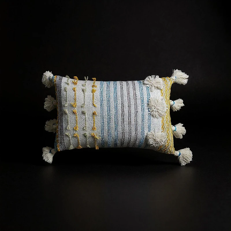 Vibhsa Large Poms Rectangular Throw Pillow