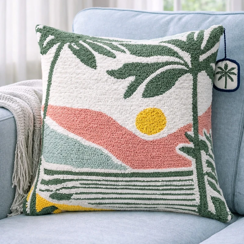 Vibhsa Sunset Beach Square Throw Pillow