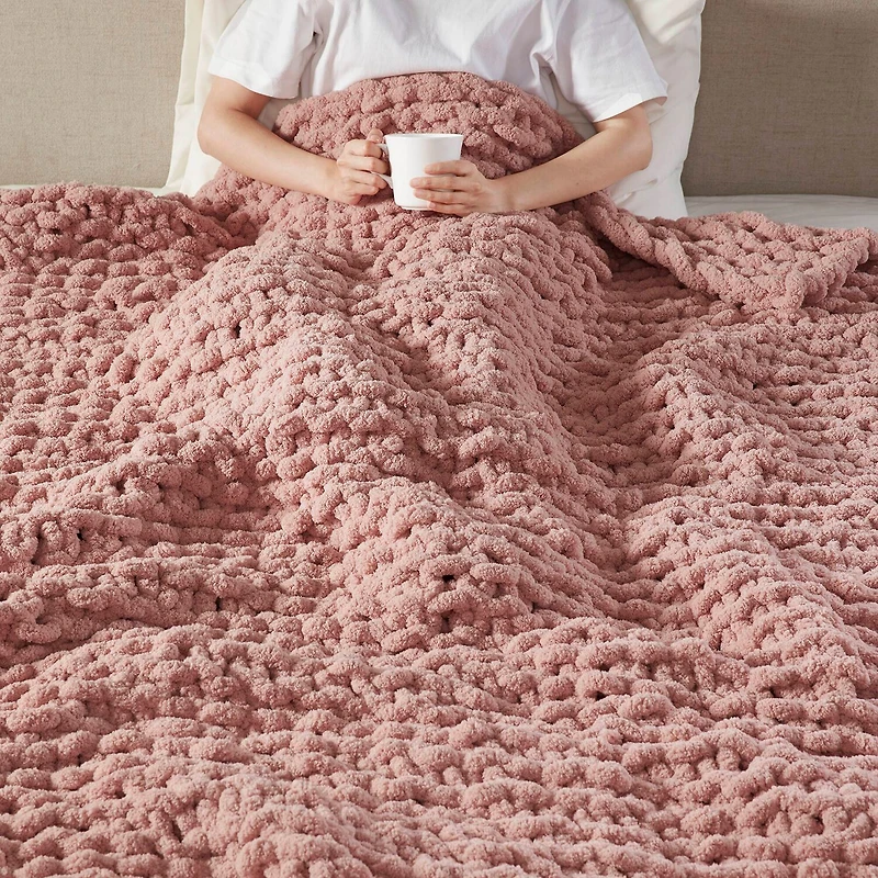 Madison Park Chenille Handmade Chunky Knit Lightweight Throw