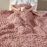 Madison Park Chenille Handmade Chunky Knit Lightweight Throw