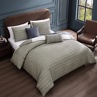 Bebejan Checkered Navy Tan 5-pc. Midweight REVERSIBLE Comforter Set