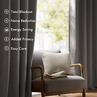 Madison Park Mira Grommet Top 100% Blackout Set of 2 Curtain Panel