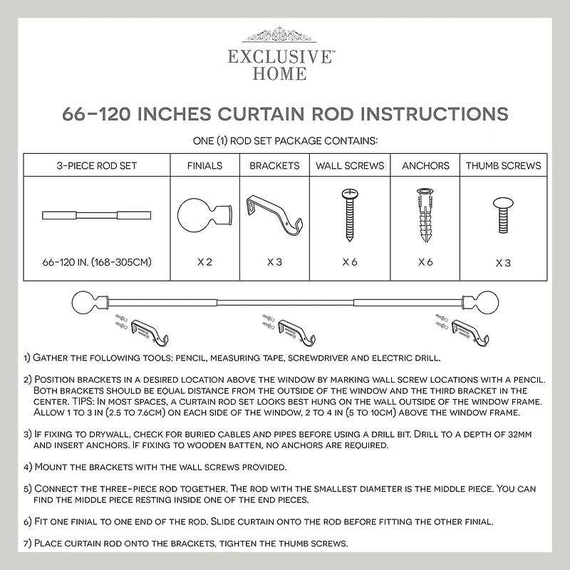 Exclusive Home Curtains Duke 1 Adjustable Curtain Rod