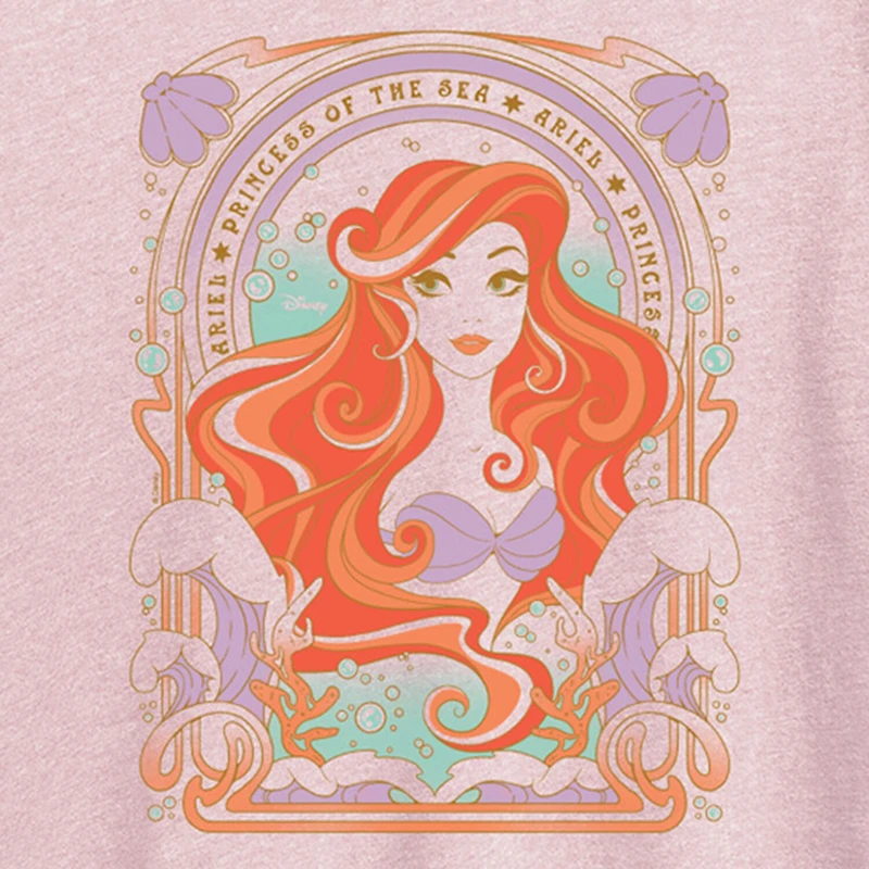 Womens Crew Neck Short Sleeve Regular Fit Ariel Graphic T-Shirt