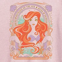 Womens Crew Neck Short Sleeve Regular Fit Ariel Graphic T-Shirt