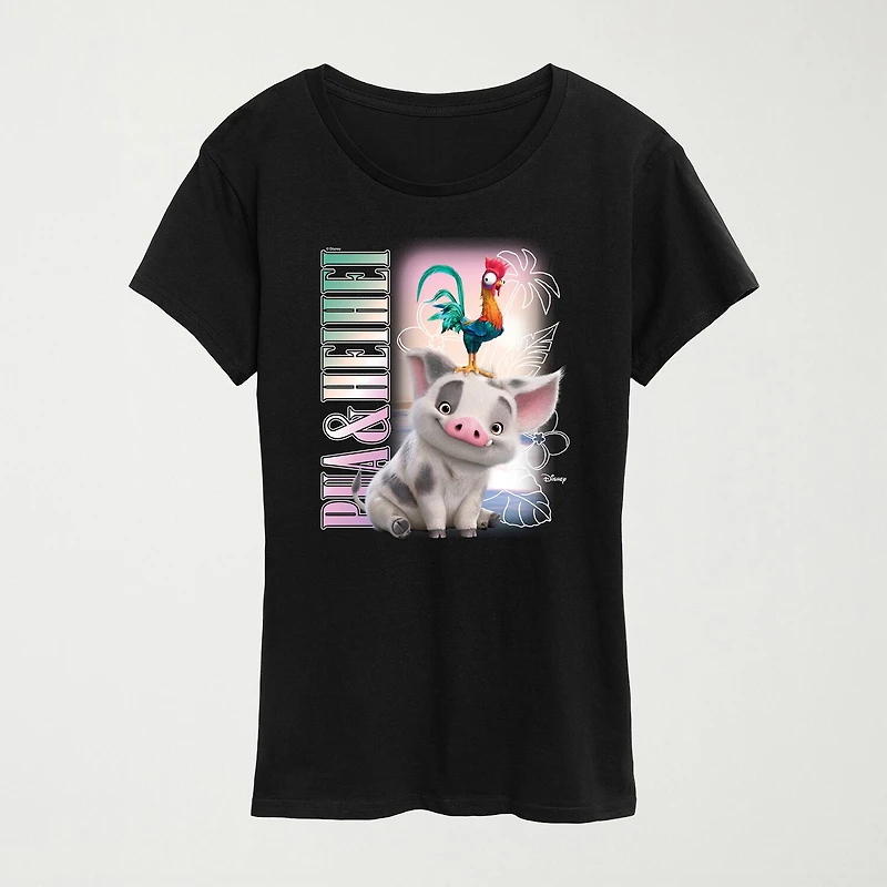 Womens Crew Neck Short Sleeve Regular Fit Moana Graphic T-Shirt