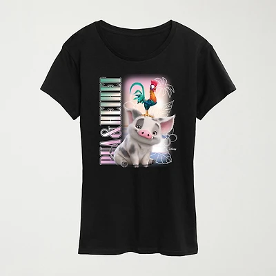 Womens Crew Neck Short Sleeve Regular Fit Moana Graphic T-Shirt