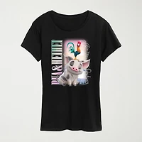 Womens Crew Neck Short Sleeve Regular Fit Moana Graphic T-Shirt