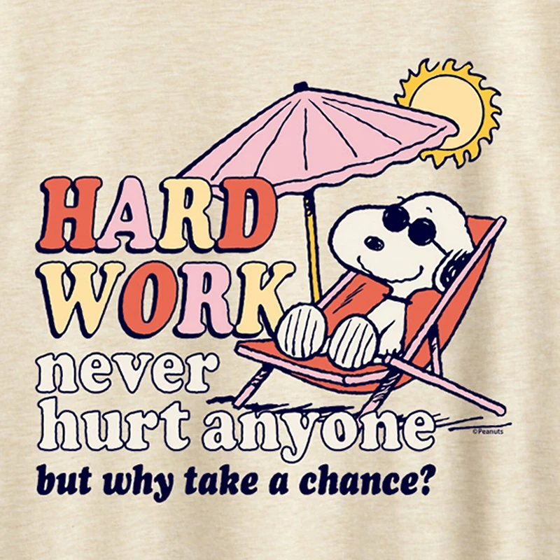 Womens Crew Neck Short Sleeve Regular Fit Peanuts Snoopy Graphic T-Shirt