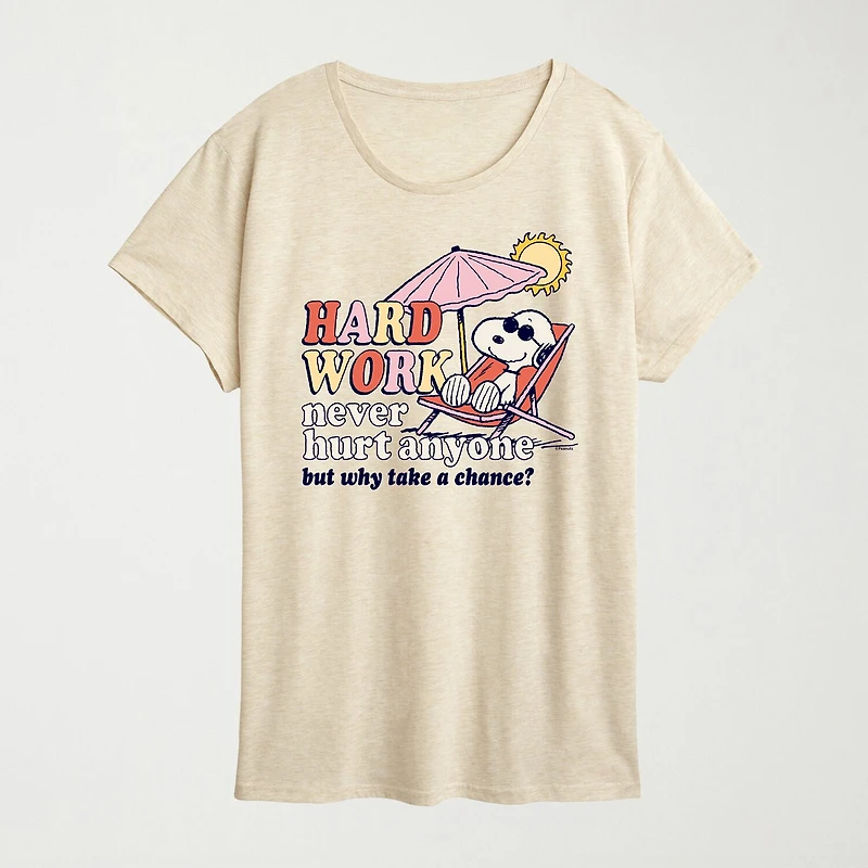 Womens Crew Neck Short Sleeve Regular Fit Peanuts Snoopy Graphic T-Shirt