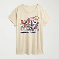Womens Crew Neck Short Sleeve Regular Fit Peanuts Snoopy Graphic T-Shirt