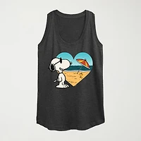 Womens Crew Neck Sleeveless Peanuts Snoopy Tank Top