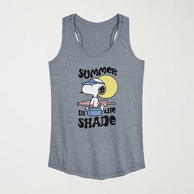 Womens Scoop Neck Sleeveless Peanuts Snoopy Tank Top