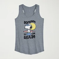 Womens Scoop Neck Sleeveless Peanuts Snoopy Tank Top