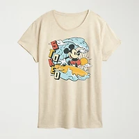 Womens Crew Neck Short Sleeve Regular Fit Mickey Mouse Graphic T-Shirt