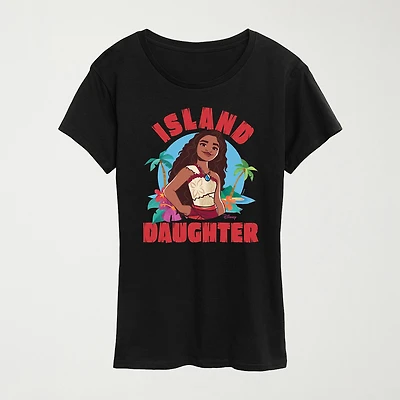 Womens Crew Neck Short Sleeve Regular Fit Moana Graphic T-Shirt