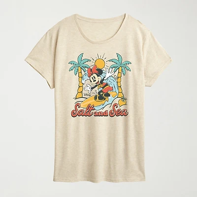 Womens Crew Neck Short Sleeve Regular Fit Minnie Mouse Graphic T-Shirt