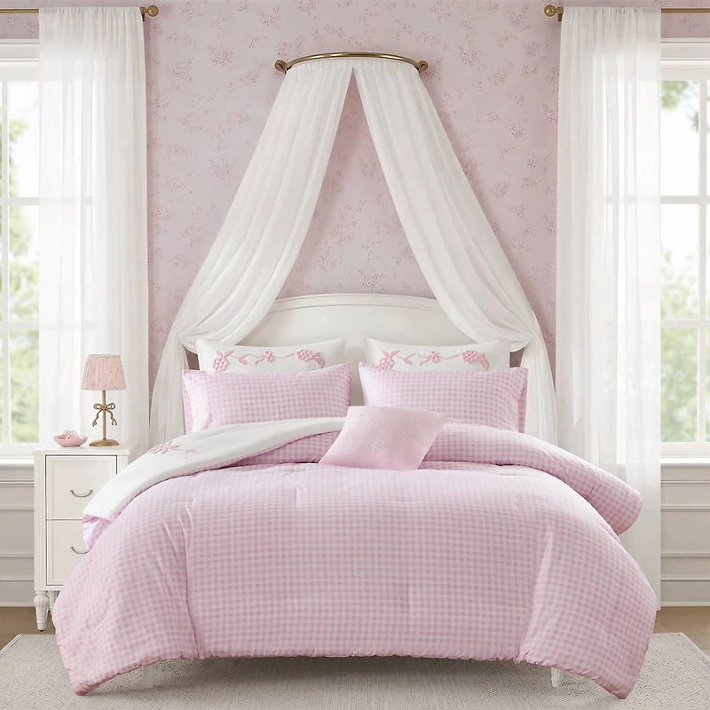 Intelligent Design Eloise Floral Bow Embroidered 6-pc. Lightweight Reversible Easy Care Comforter Set