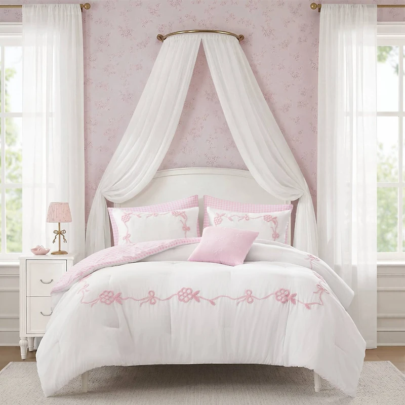Intelligent Design Eloise Floral Bow Embroidered 6-pc. Lightweight Reversible Easy Care Comforter Set