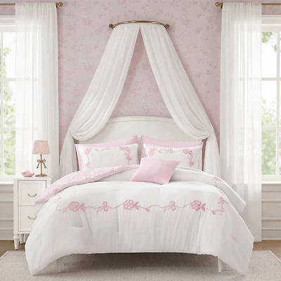 Intelligent Design Eloise Floral Bow Embroidered 6-pc. Lightweight Reversible Easy Care Comforter Set