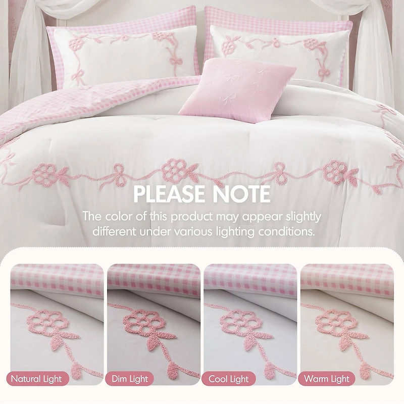 Intelligent Design Eloise Floral Bow Embroidered 6-pc. Lightweight Reversible Easy Care Comforter Set