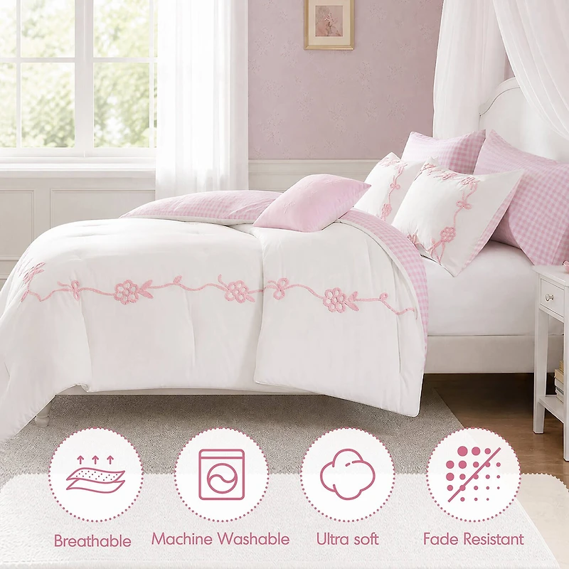 Intelligent Design Eloise Floral Bow Embroidered 6-pc. Lightweight Reversible Easy Care Comforter Set