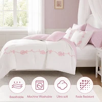 Intelligent Design Eloise Floral Bow Embroidered 6-pc. Lightweight Reversible Easy Care Comforter Set