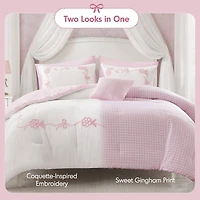 Intelligent Design Eloise Floral Bow Embroidered 6-pc. Lightweight Reversible Easy Care Comforter Set