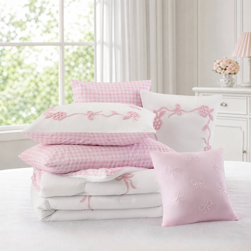 Intelligent Design Eloise Floral Bow Embroidered 6-pc. Lightweight Reversible Easy Care Comforter Set
