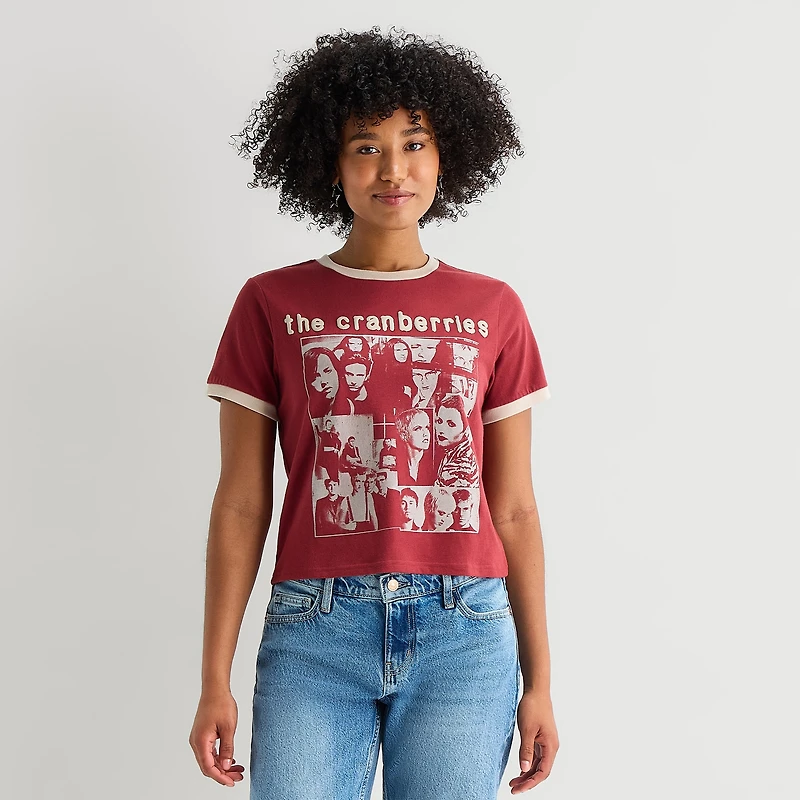 New World Cranberries Womens Juniors Crew Neck Short Sleeve Regular Fit Graphic T-Shirt