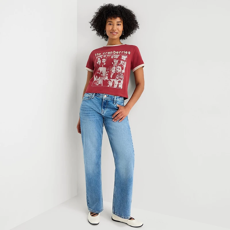 New World Cranberries Womens Juniors Crew Neck Short Sleeve Regular Fit Graphic T-Shirt