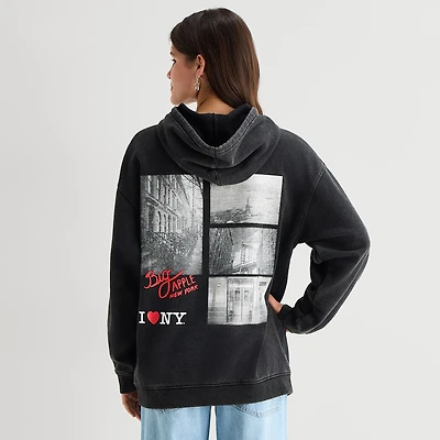 New York Womens Juniors Long Sleeve Fleece Hoodie