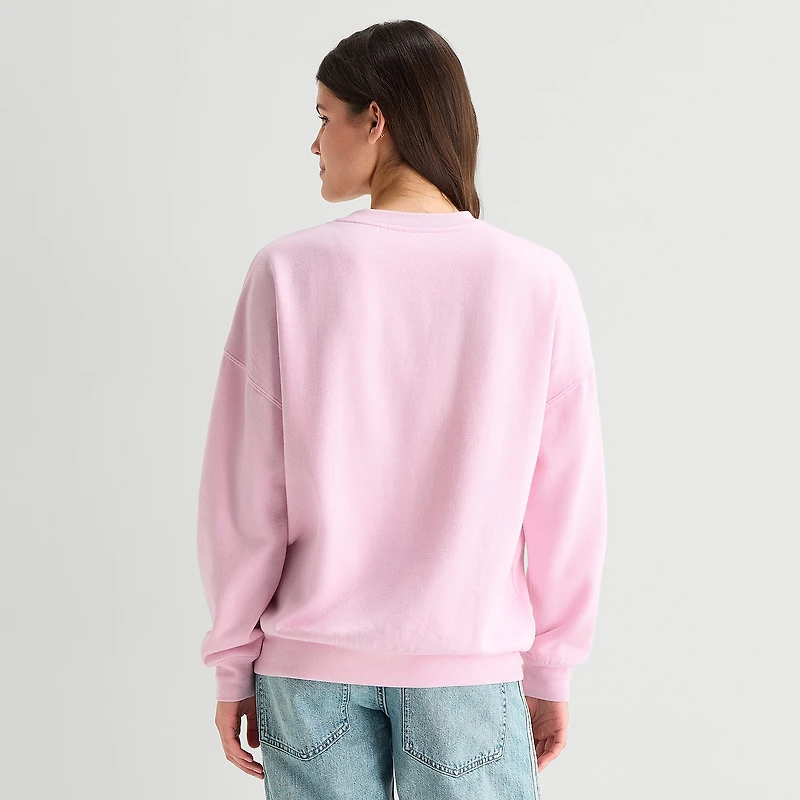 Strawberry Shortcake Crew Fleece Womens Juniors Neck Long Sleeve Embroidered Sweatshirt