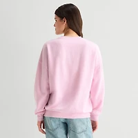Strawberry Shortcake Crew Fleece Womens Juniors Neck Long Sleeve Embroidered Sweatshirt