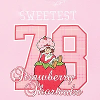 Strawberry Shortcake Crew Fleece Womens Juniors Neck Long Sleeve Embroidered Sweatshirt