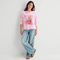 Strawberry Shortcake Crew Fleece Womens Juniors Neck Long Sleeve Embroidered Sweatshirt