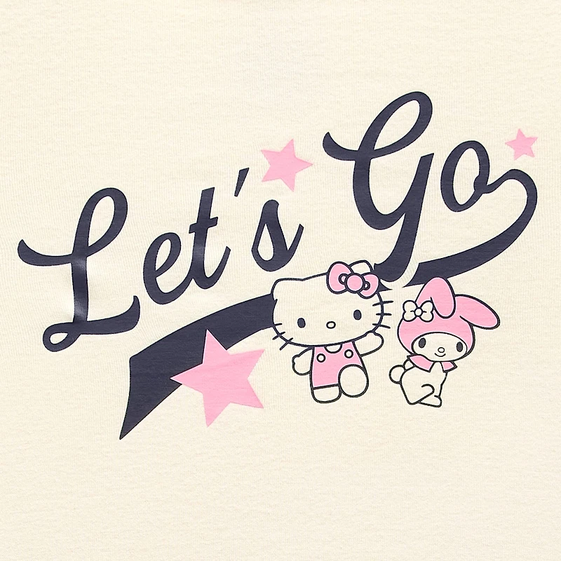 Hello Kitty Lets Go Baby Tee Womens Juniors Crew Neck Short Sleeve Fitted Graphic T-Shirt